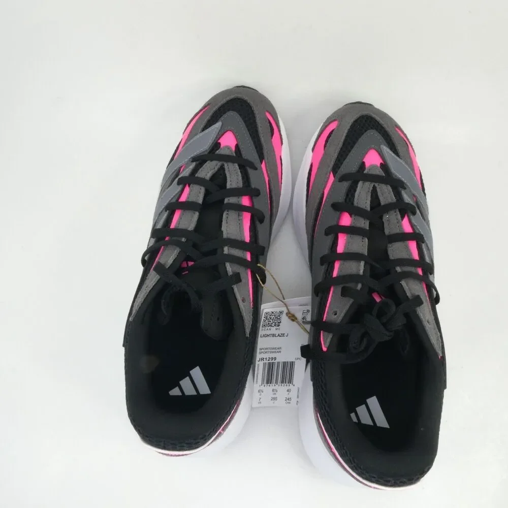 Adidas Kids US 7 Lightblaze Trainers Black/Pink JR1299 Lowtop Sneakers